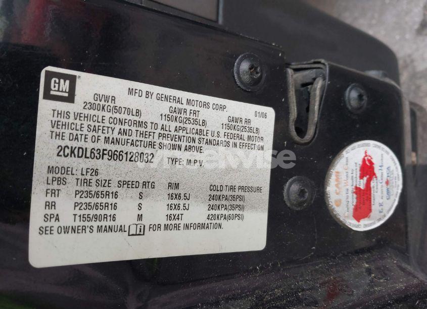 Photo 9 of 2006 Pontiac Torrent (VIN 2CKDL63F966128032)