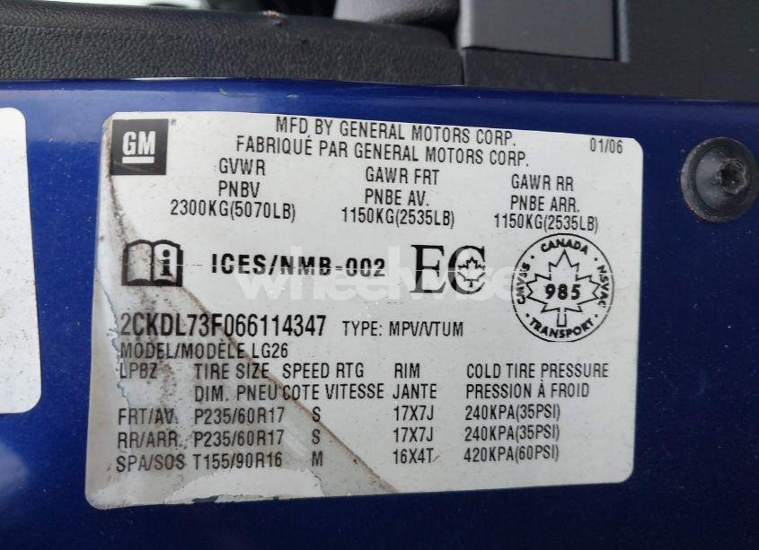 Photo 9 of 2006 Pontiac Torrent (VIN 2CKDL73F066114347)