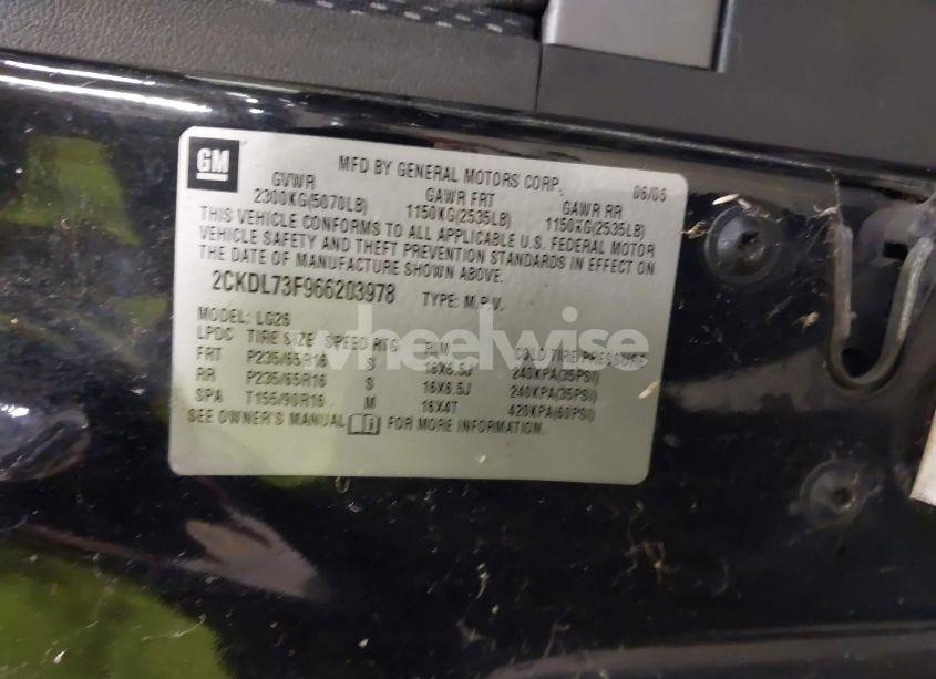Photo 9 of 2006 Pontiac Torrent (VIN 2CKDL73F966203978)