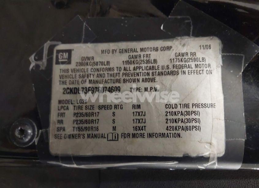 Photo 9 of 2007 Pontiac Torrent (VIN 2CKDL73F976074609)