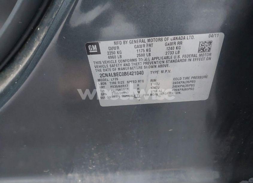 Photo 9 of 2011 Chevrolet Equinox LS (VIN 2CNALBEC0B6421040)