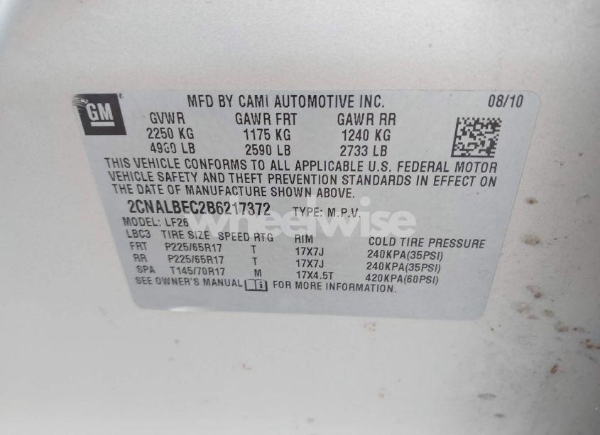 Photo 9 of 2011 Chevrolet Equinox LS (VIN 2CNALBEC2B6217372)