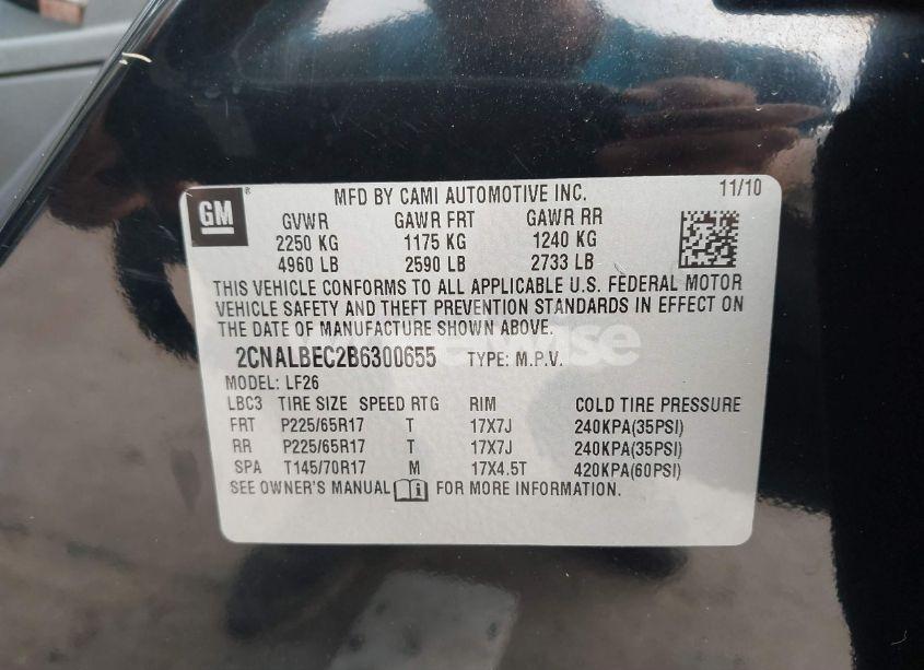 Photo 9 of 2011 Chevrolet Equinox LS (VIN 2CNALBEC2B6300655)