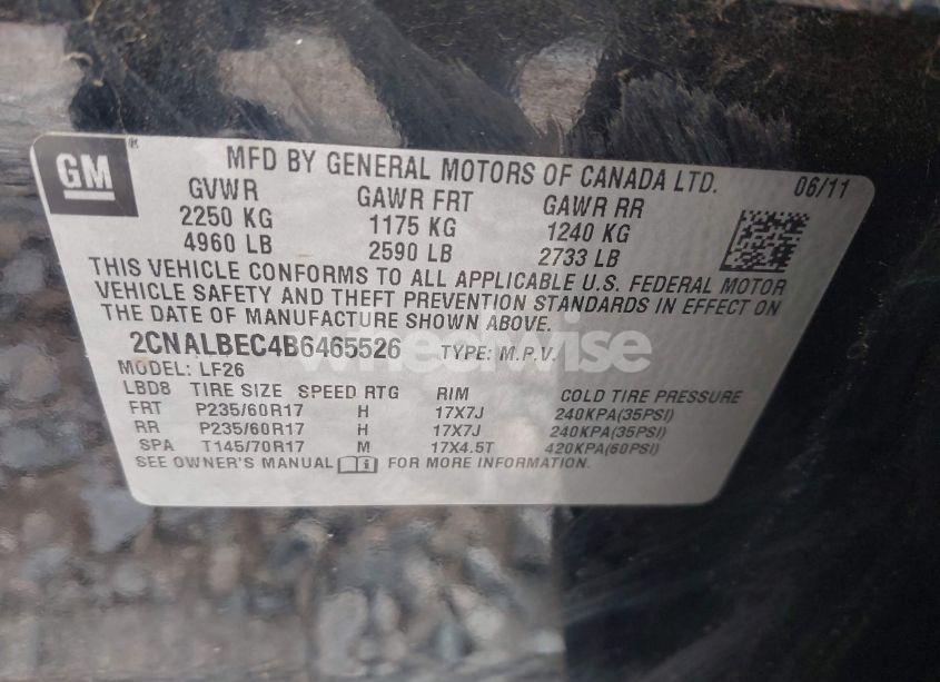 Photo 9 of 2011 Chevrolet Equinox LS (VIN 2CNALBEC4B6465526)