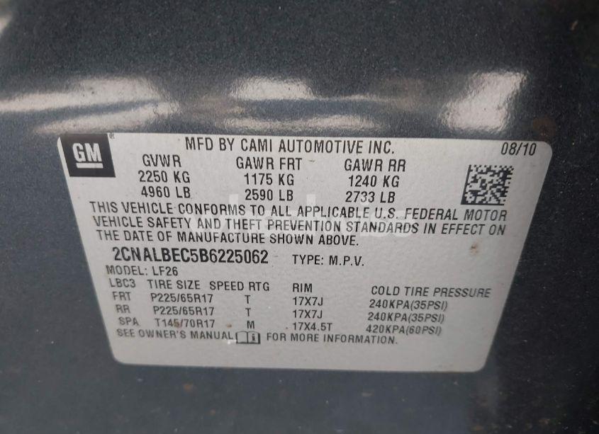 Photo 9 of 2011 Chevrolet Equinox LS (VIN 2CNALBEC5B6225062)