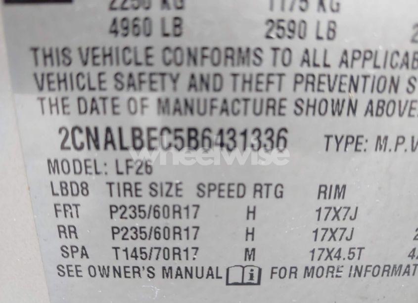 Photo 9 of 2011 Chevrolet Equinox LS (VIN 2CNALBEC5B6431336)