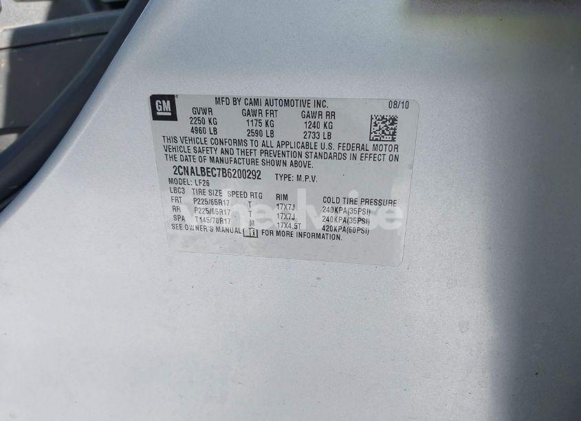 Photo 9 of 2011 Chevrolet Equinox LS (VIN 2CNALBEC7B6200292)