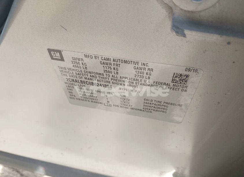 Photo 9 of 2011 Chevrolet Equinox LS (VIN 2CNALBEC8B6241854)