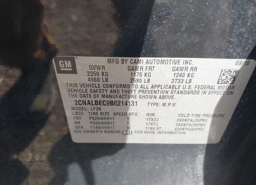 Photo 9 of 2011 Chevrolet Equinox LS (VIN 2CNALBEC9B6214131)