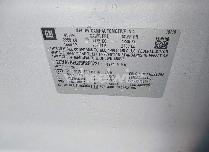 Photo 9 of 2011 Chevrolet Equinox LS (VIN 2CNALBEC9B6260221)