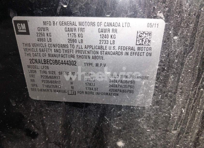 Photo 9 of 2011 Chevrolet Equinox LS (VIN 2CNALBEC9B6444302)