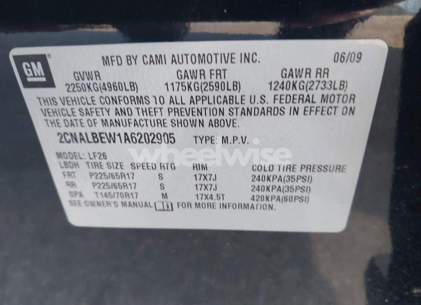 Photo 9 of 2010 Chevrolet Equinox LS (VIN 2CNALBEW1A6202905)