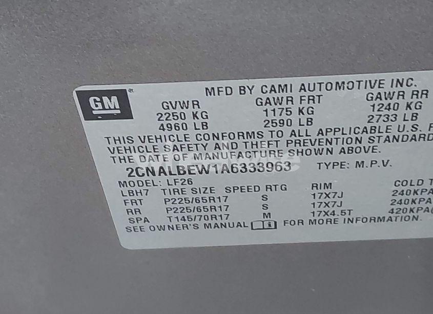 Photo 9 of 2010 Chevrolet Equinox LS (VIN 2CNALBEW1A6333963)