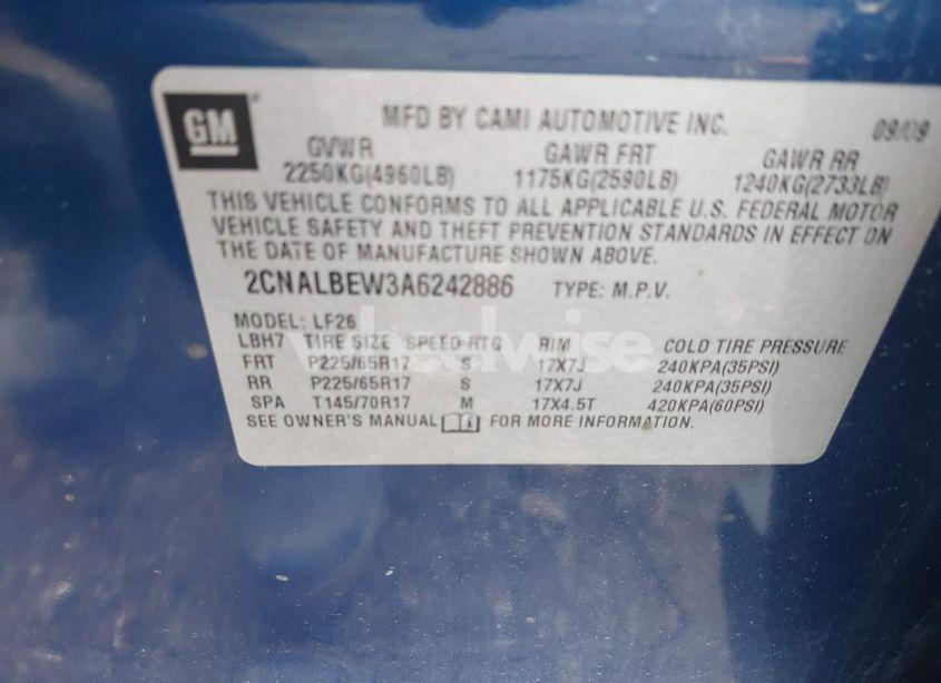 Photo 9 of 2010 Chevrolet Equinox LS (VIN 2CNALBEW3A6242886)