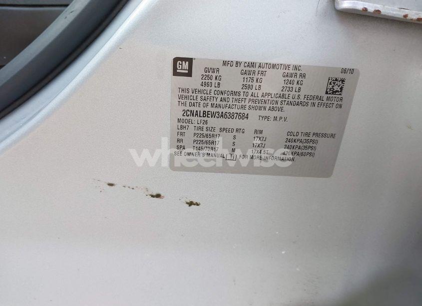 Photo 9 of 2010 Chevrolet Equinox LS (VIN 2CNALBEW3A6387684)