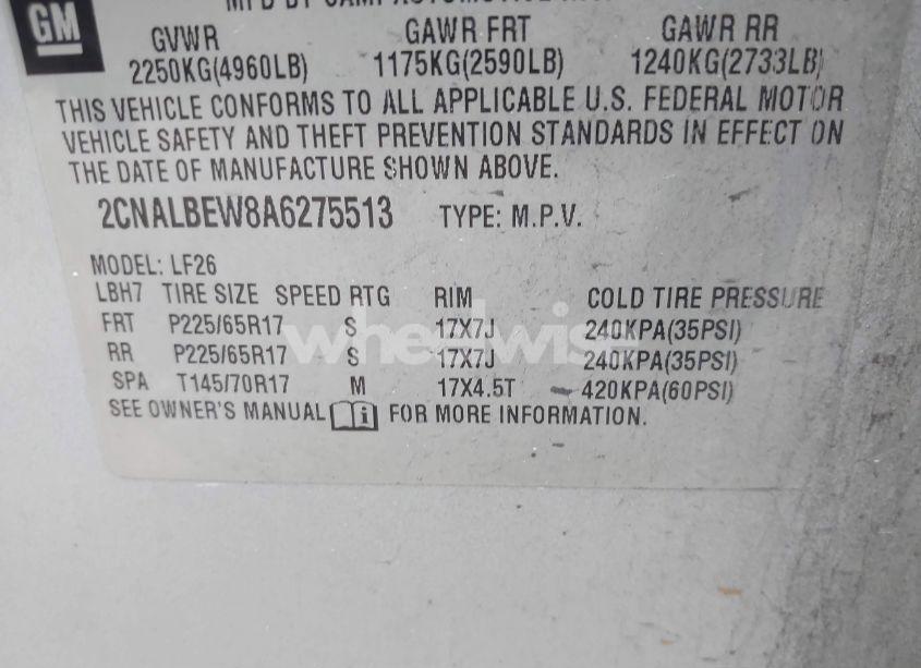 Photo 9 of 2010 Chevrolet Equinox LS (VIN 2CNALBEW8A6275513)