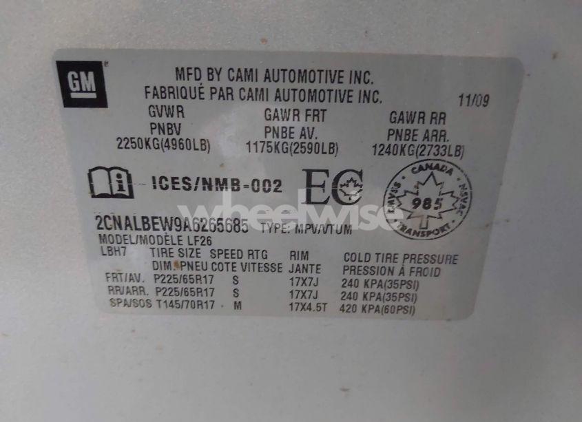 Photo 9 of 2010 Chevrolet Equinox LS (VIN 2CNALBEW9A6265685)