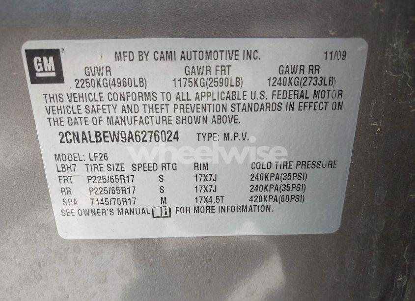 Photo 9 of 2010 Chevrolet Equinox LS (VIN 2CNALBEW9A6276024)