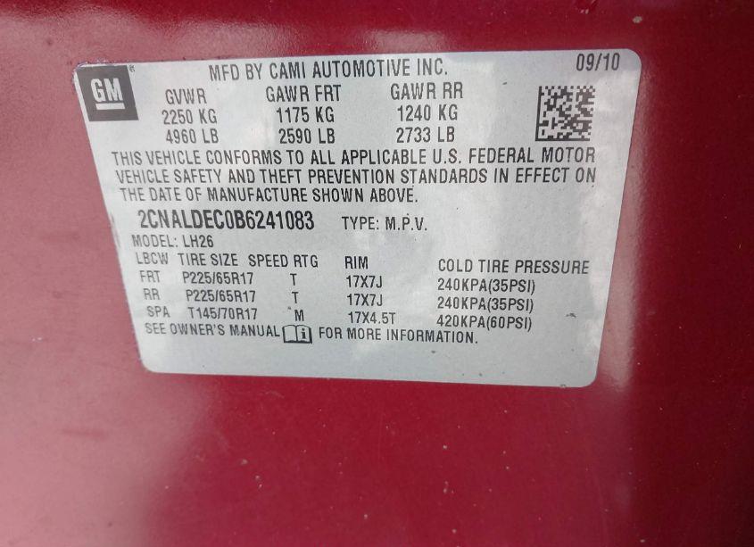 Photo 9 of 2011 Chevrolet Equinox 1LT (VIN 2CNALDEC0B6241083)