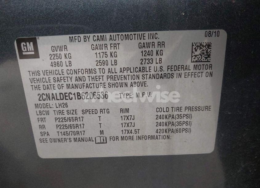 Photo 9 of 2011 Chevrolet Equinox 1LT (VIN 2CNALDEC1B6206536)