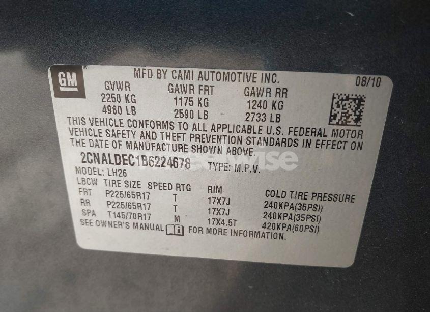 Photo 9 of 2011 Chevrolet Equinox 1LT (VIN 2CNALDEC1B6224678)