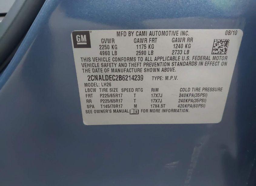 Photo 9 of 2011 Chevrolet Equinox 1LT (VIN 2CNALDEC2B6214239)