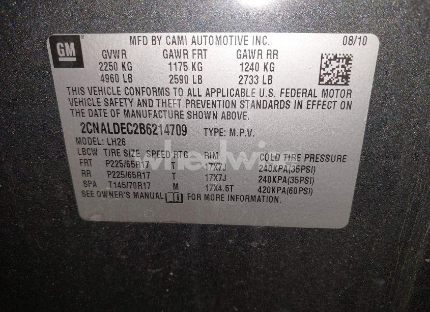 Photo 9 of 2011 Chevrolet Equinox 1LT (VIN 2CNALDEC2B6214709)