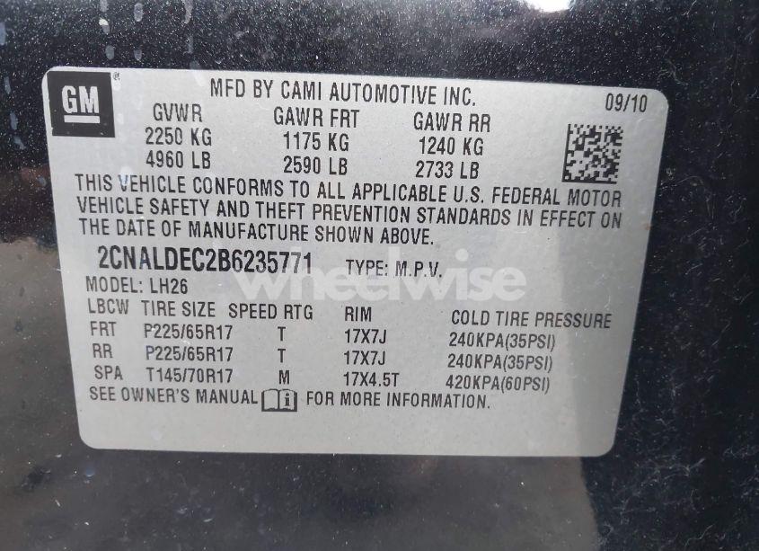 Photo 9 of 2011 Chevrolet Equinox 1LT (VIN 2CNALDEC2B6235771)