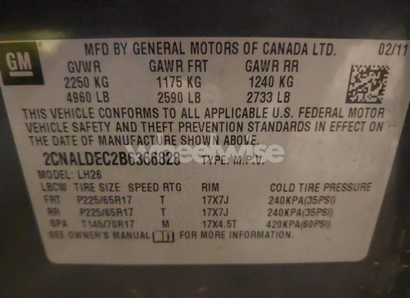 Photo 9 of 2011 Chevrolet Equinox 1LT (VIN 2CNALDEC2B6366828)