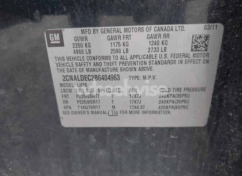 Photo 9 of 2011 Chevrolet Equinox 1LT (VIN 2CNALDEC2B6404963)