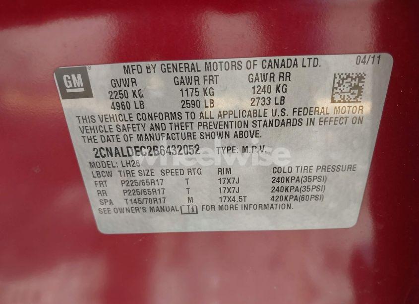 Photo 9 of 2011 Chevrolet Equinox 1LT (VIN 2CNALDEC2B6432052)