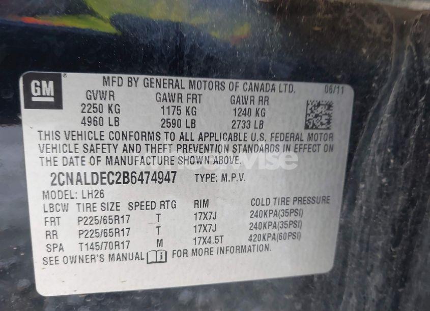 Photo 9 of 2011 Chevrolet Equinox 1LT (VIN 2CNALDEC2B6474947)