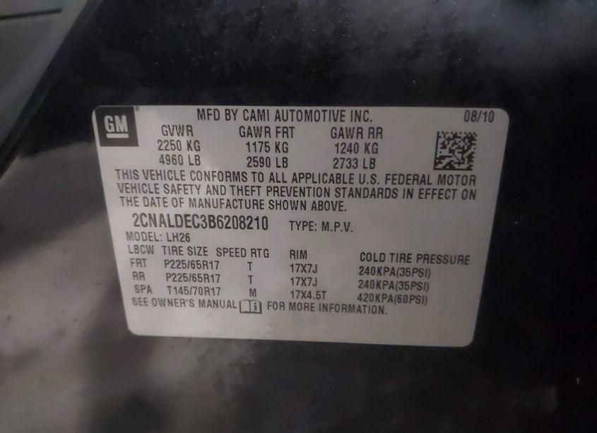 Photo 9 of 2011 Chevrolet Equinox 1LT (VIN 2CNALDEC3B6208210)