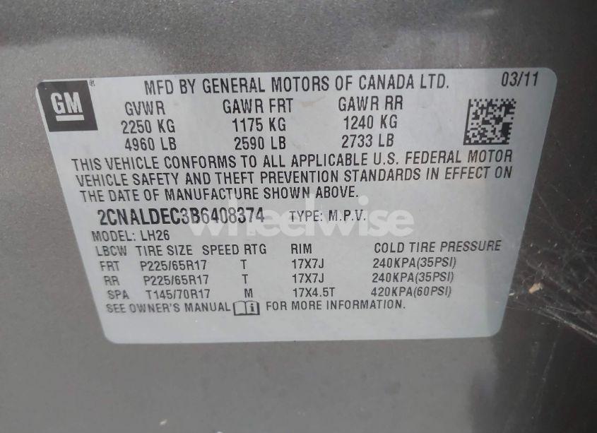 Photo 9 of 2011 Chevrolet Equinox 1LT (VIN 2CNALDEC3B6408374)