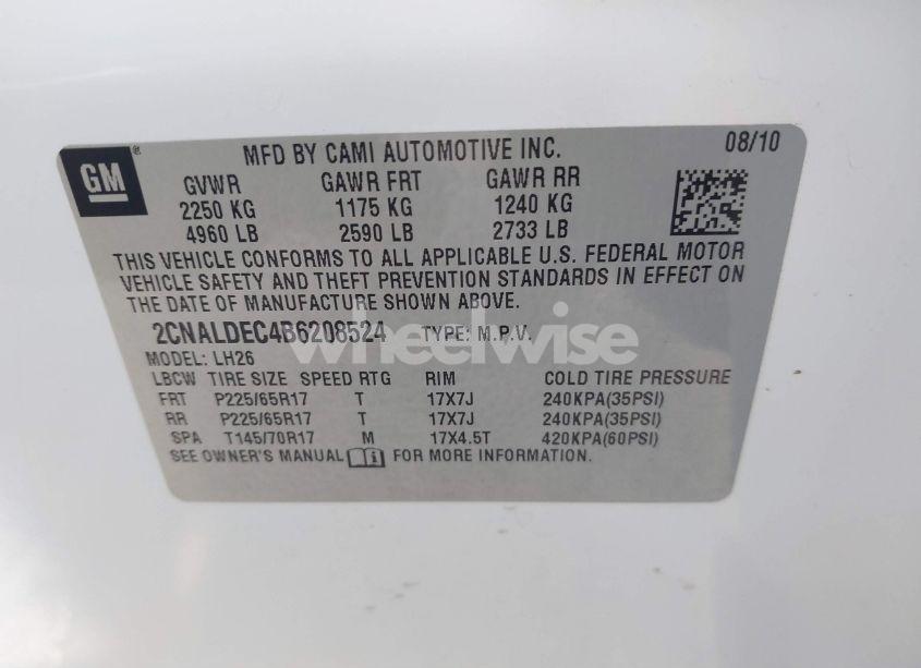 Photo 9 of 2011 Chevrolet Equinox 1LT (VIN 2CNALDEC4B6208524)