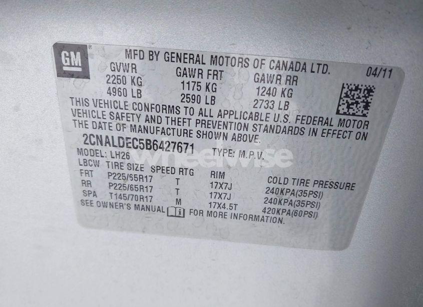 Photo 9 of 2011 Chevrolet Equinox 1LT (VIN 2CNALDEC5B6427671)