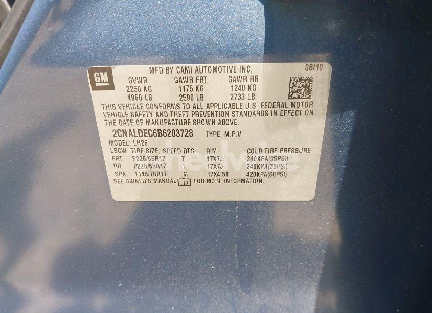 Photo 9 of 2011 Chevrolet Equinox 1LT (VIN 2CNALDEC6B6203728)