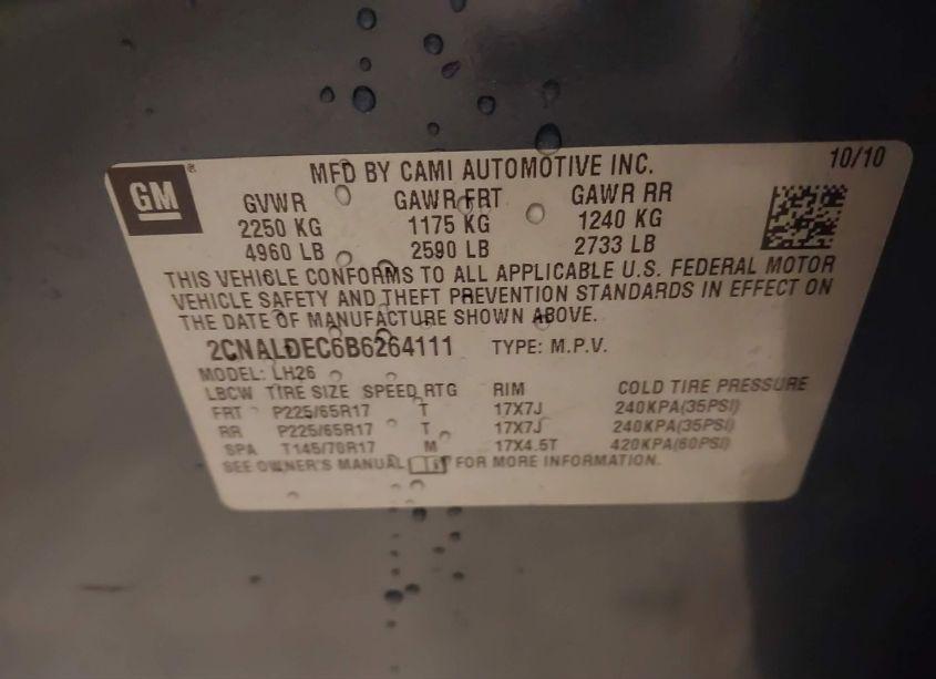 Photo 9 of 2011 Chevrolet Equinox 1LT (VIN 2CNALDEC6B6264111)