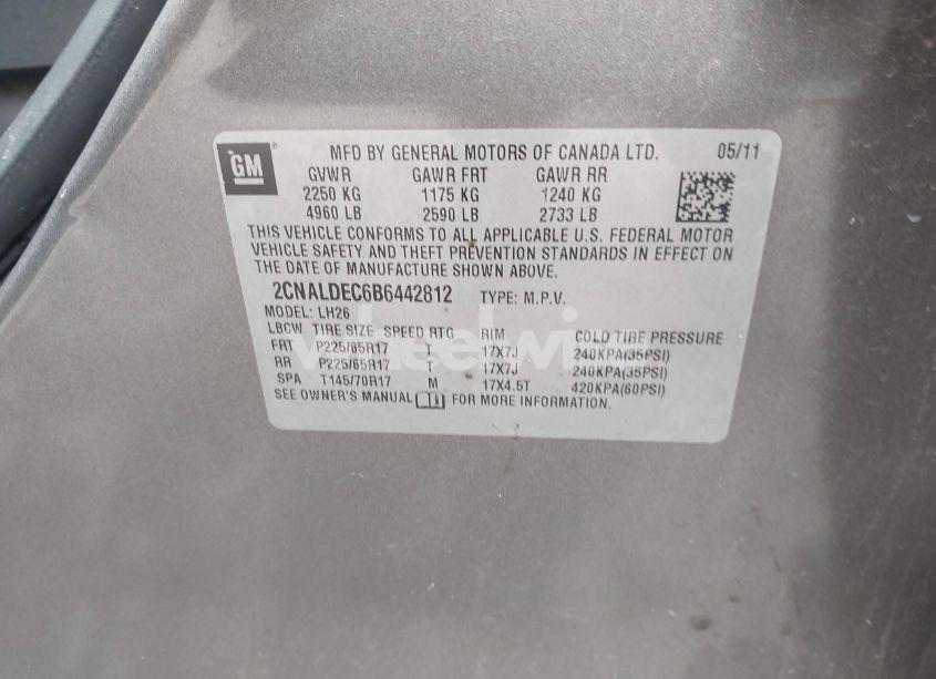 Photo 9 of 2011 Chevrolet Equinox 1LT (VIN 2CNALDEC6B6442812)