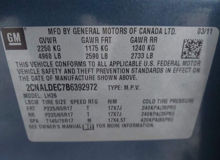 Photo 9 of 2011 Chevrolet Equinox 1LT (VIN 2CNALDEC7B6392972)