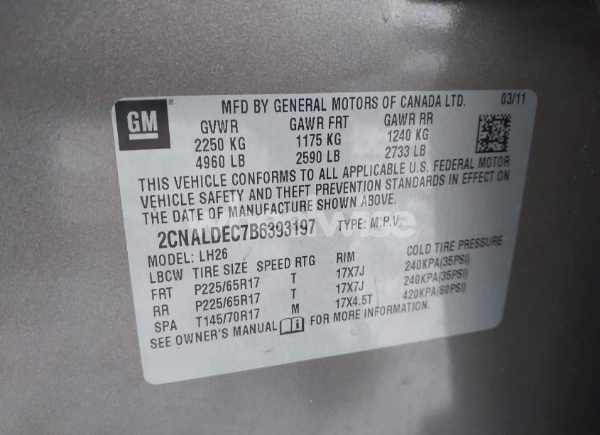 Photo 9 of 2011 Chevrolet Equinox 1LT (VIN 2CNALDEC7B6393197)