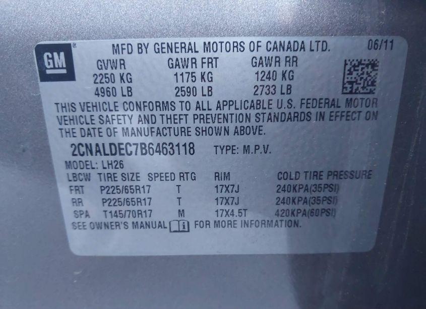 Photo 9 of 2011 Chevrolet Equinox 1LT (VIN 2CNALDEC7B6463118)