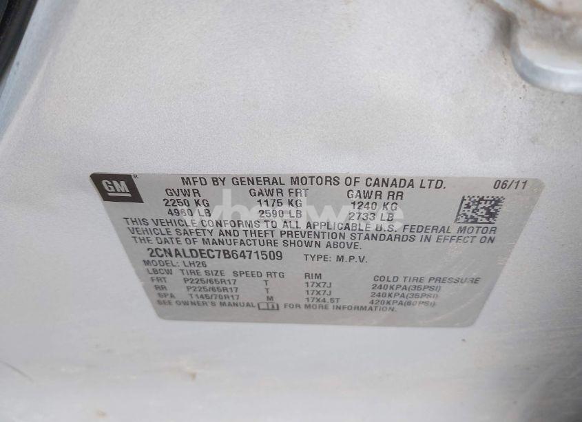 Photo 9 of 2011 Chevrolet Equinox 1LT (VIN 2CNALDEC7B6471509)