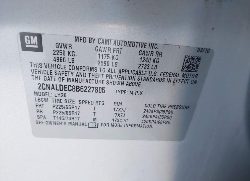 Photo 9 of 2011 Chevrolet Equinox 1LT (VIN 2CNALDEC8B6227805)