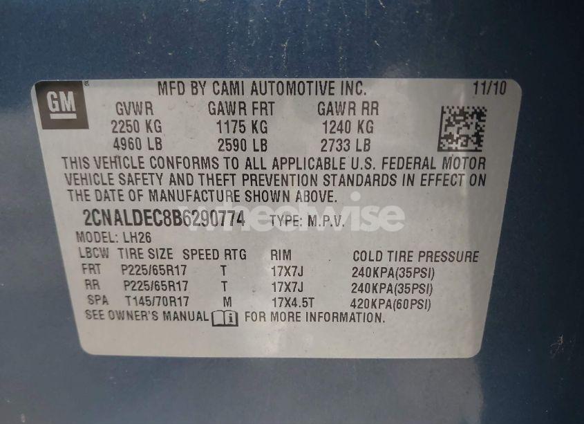 Photo 9 of 2011 Chevrolet Equinox 1LT (VIN 2CNALDEC8B6290774)