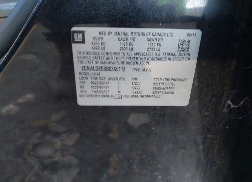 Photo 9 of 2011 Chevrolet Equinox 1LT (VIN 2CNALDEC8B6360113)