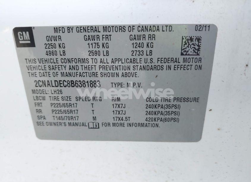 Photo 9 of 2011 Chevrolet Equinox 1LT (VIN 2CNALDEC8B6381883)