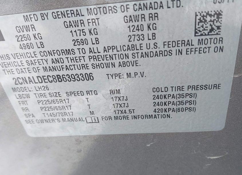 Photo 9 of 2011 Chevrolet Equinox 1LT (VIN 2CNALDEC8B6393306)