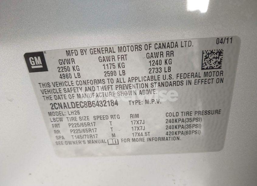 Photo 9 of 2011 Chevrolet Equinox 1LT (VIN 2CNALDEC8B6432184)