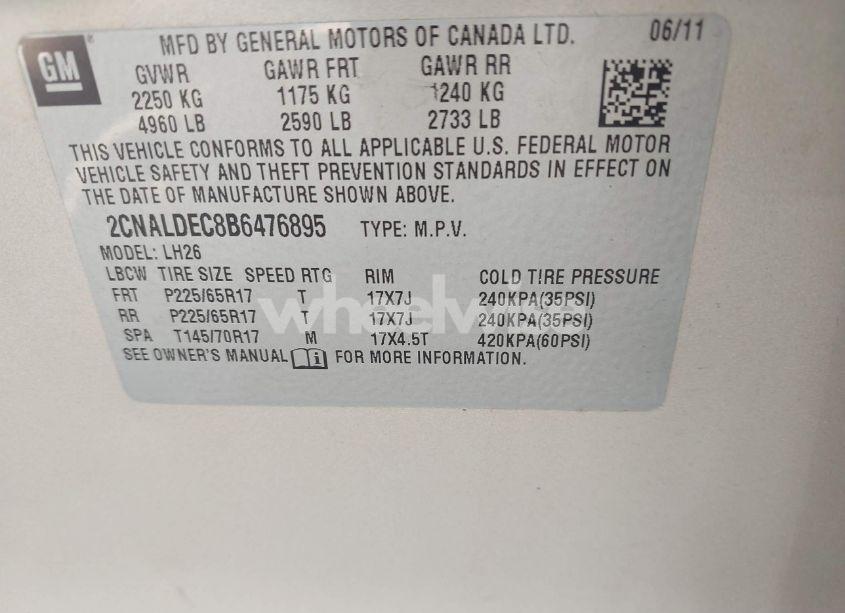 Photo 9 of 2011 Chevrolet Equinox 1LT (VIN 2CNALDEC8B6476895)